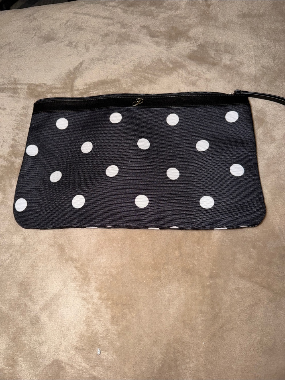 PINK Victoria's Secret Black Cosmetic Pouch with White Polka Dots